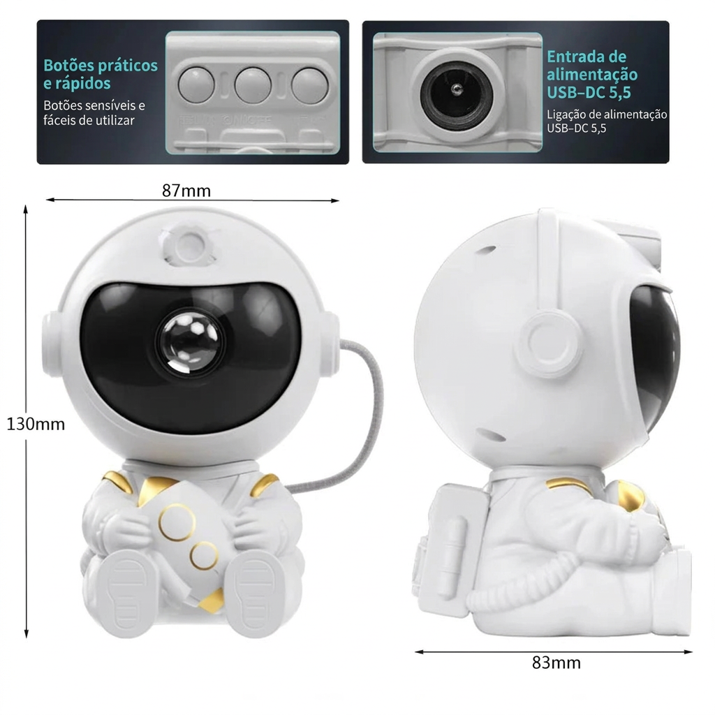 Projetor de Galáxia Astronauta LED - Luz de Estrelas Inteligente